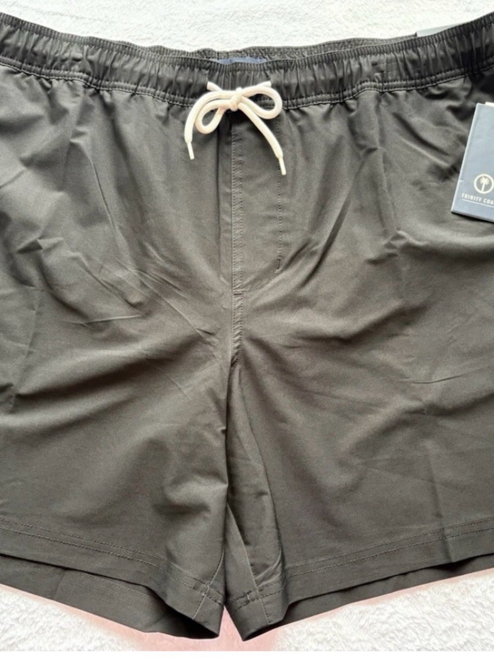 Trinity Olive Athletic Shorts with White Drawcord